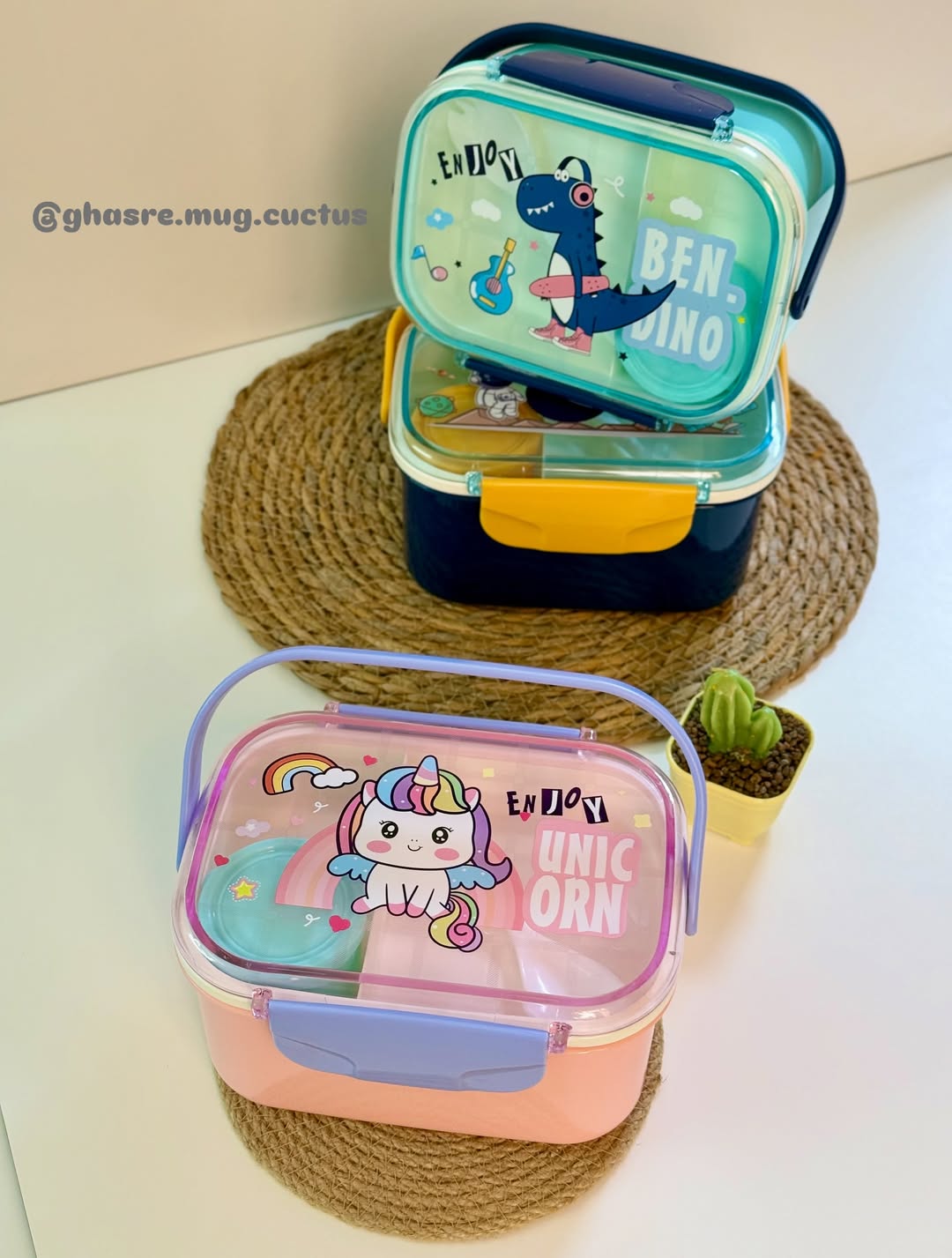 ظرف غذا دو طبقه کاسه دار یونیکورن فضانورد و داییناسور